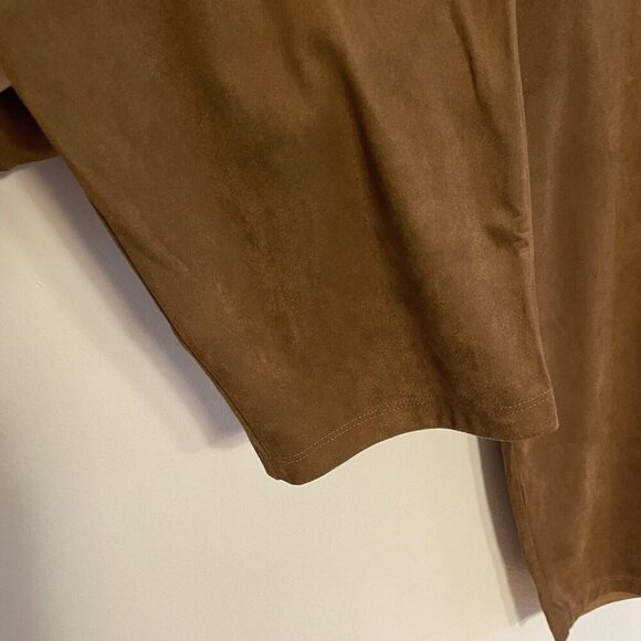 GRAVER Susan Graver Wmn 1XP Caramel Brown Faux Suede Pull-On Ankle Leggings NWOT - Picture 4 of 11